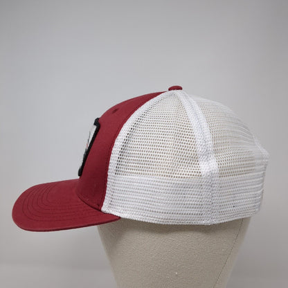 Redfish Lake Lodge Snapback Trucker Hat Red One Size Adjustable Mesh Back Legacy