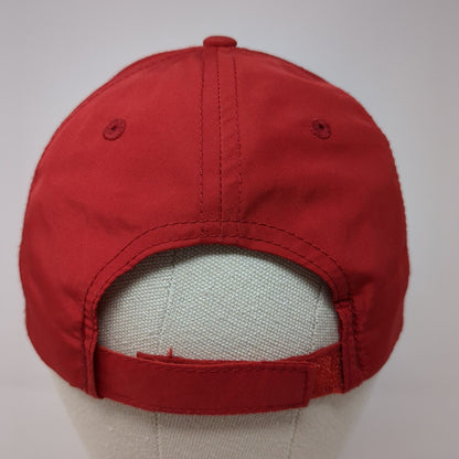 i9 Sports Strapback Hat Red OS Adjustable Embroidered Vented Holes Polyester