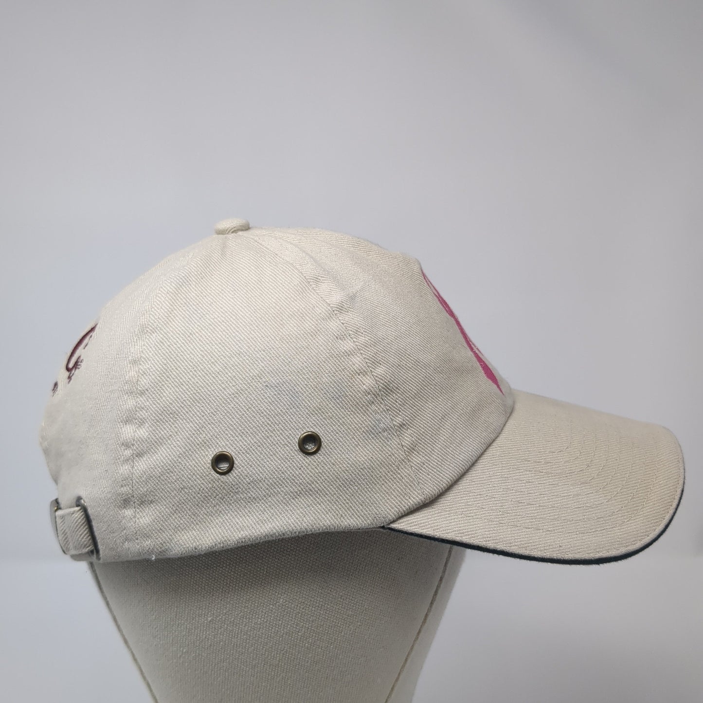 Pink Ribbon Shane Co. Slideback Hat Beige One Size Embroidered Vitronic