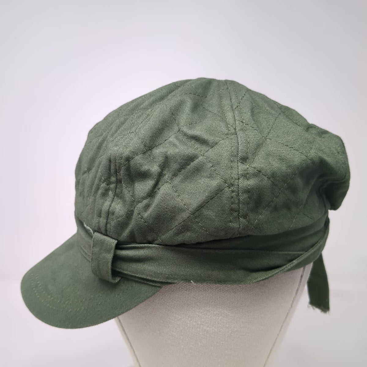 Army Cap Green One Size Quilted 100% Cotton Short Brim Stitched Casual Hat