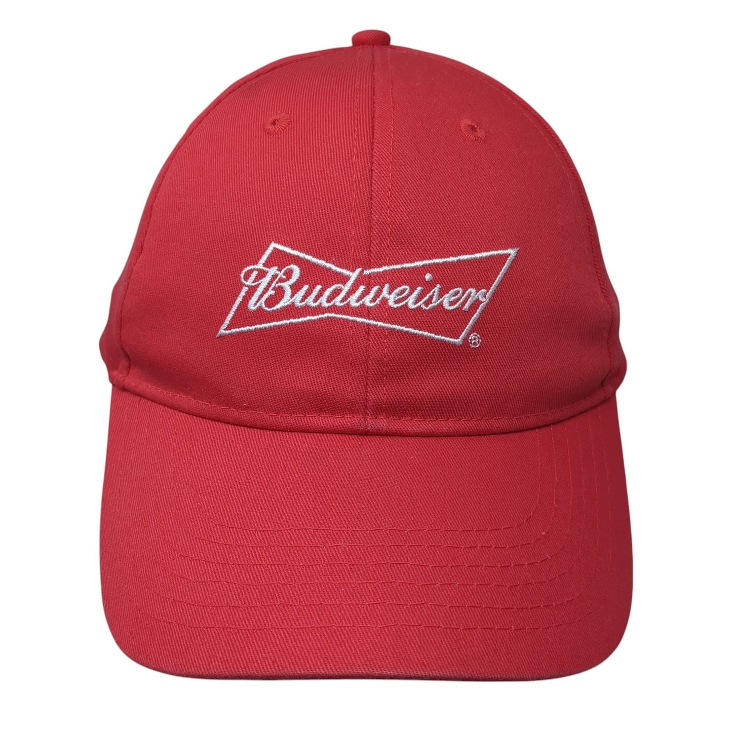 Budweiser Snapback Hat Red One Size Adjustable Embroidered 6 Panel Cotton