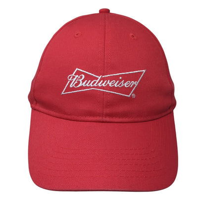 Budweiser Snapback Hat Red One Size Adjustable Embroidered 6 Panel Cotton