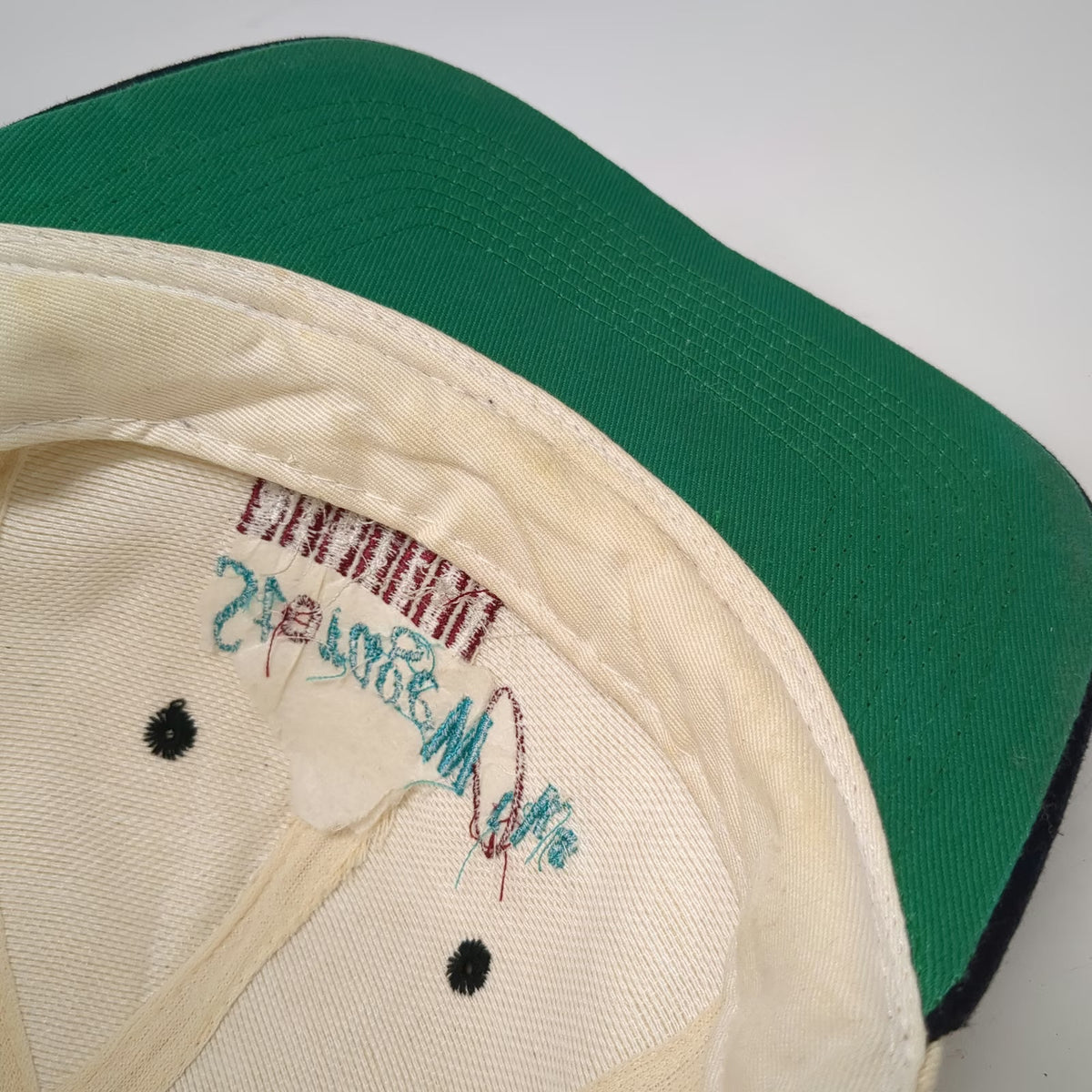 KC Snapback Beige Black One Size StorageWorks Digital Hat Green Underbrim Logo