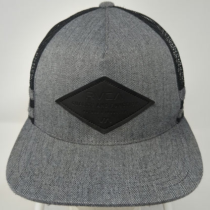 RVCA Trucker Hat Gray One Size Herringbone Diamond Logo Patch Snapback Mesh
