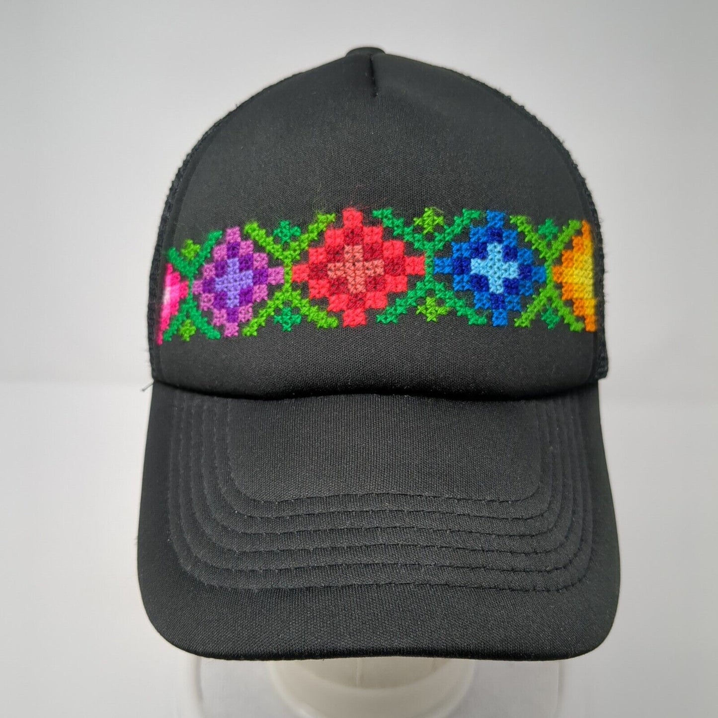 Unbranded Snapback Trucker Hat Black One Size Mesh Back Embroidered