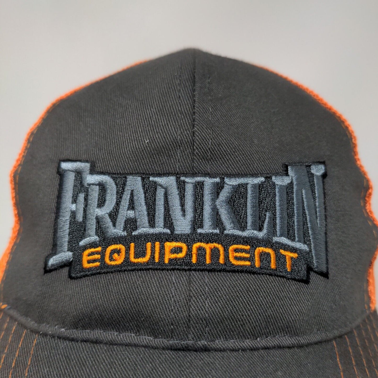 Franklin Equipment Mens Snapback Mesh Back Hat Gray Orange Size OSFM Embroidered