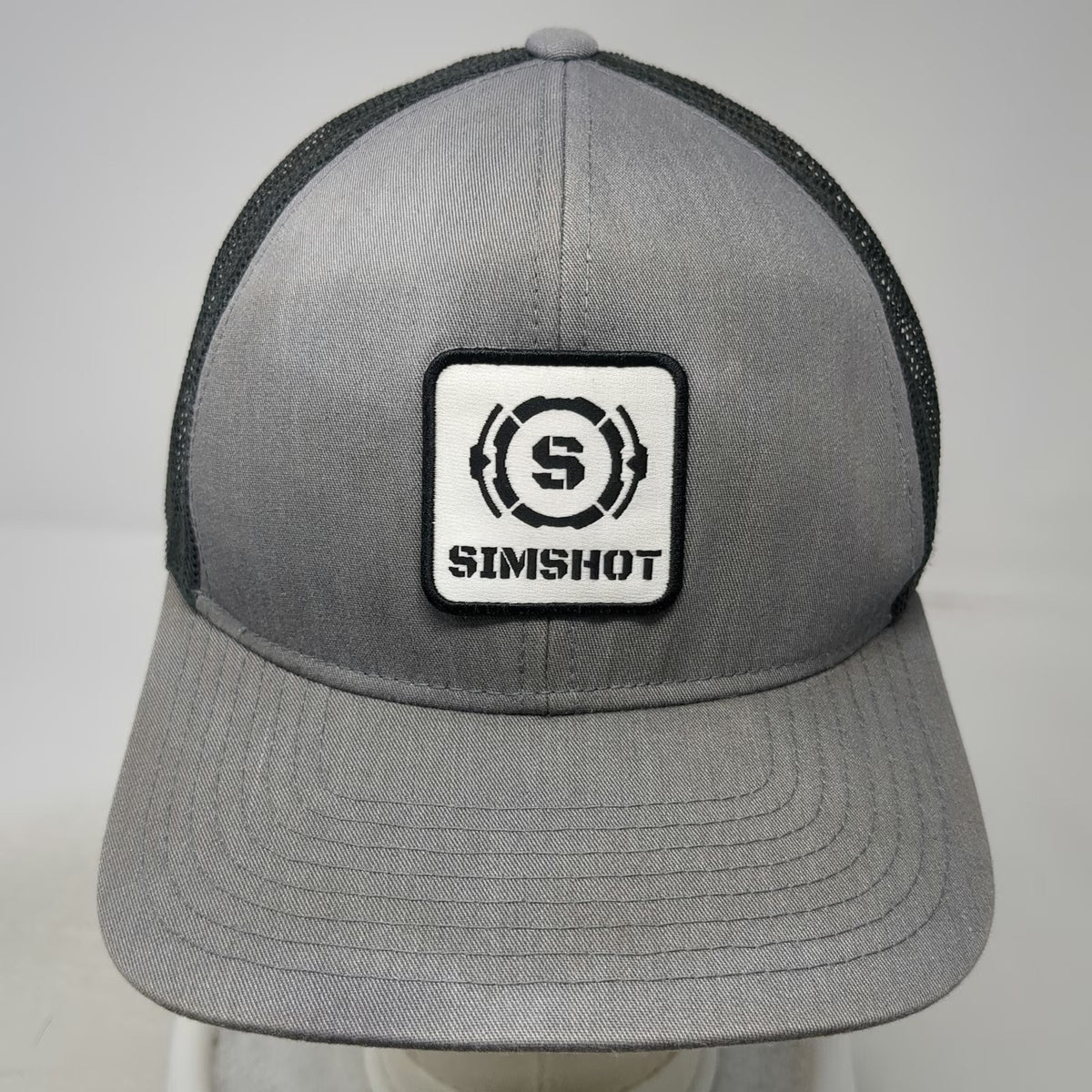 Pacific Headwear Simshot Trucker Hat Gray One Size Mesh Snapback Square Patch