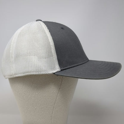 Outdoor Cap Trucker Hat Gray White OSFM Snapback Twin City Tile Leather Patch