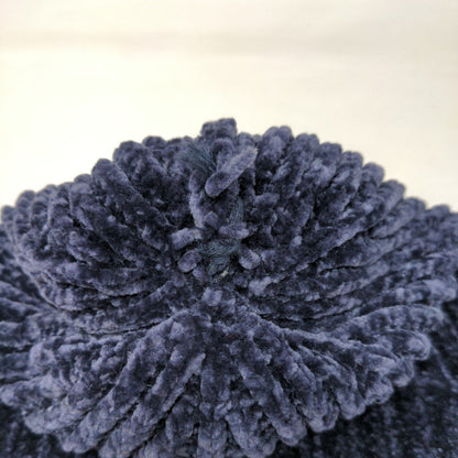 LOFT Beanie Hat Blue One Size Stretch Ribbed Knit Pom Pom Fleece Blank