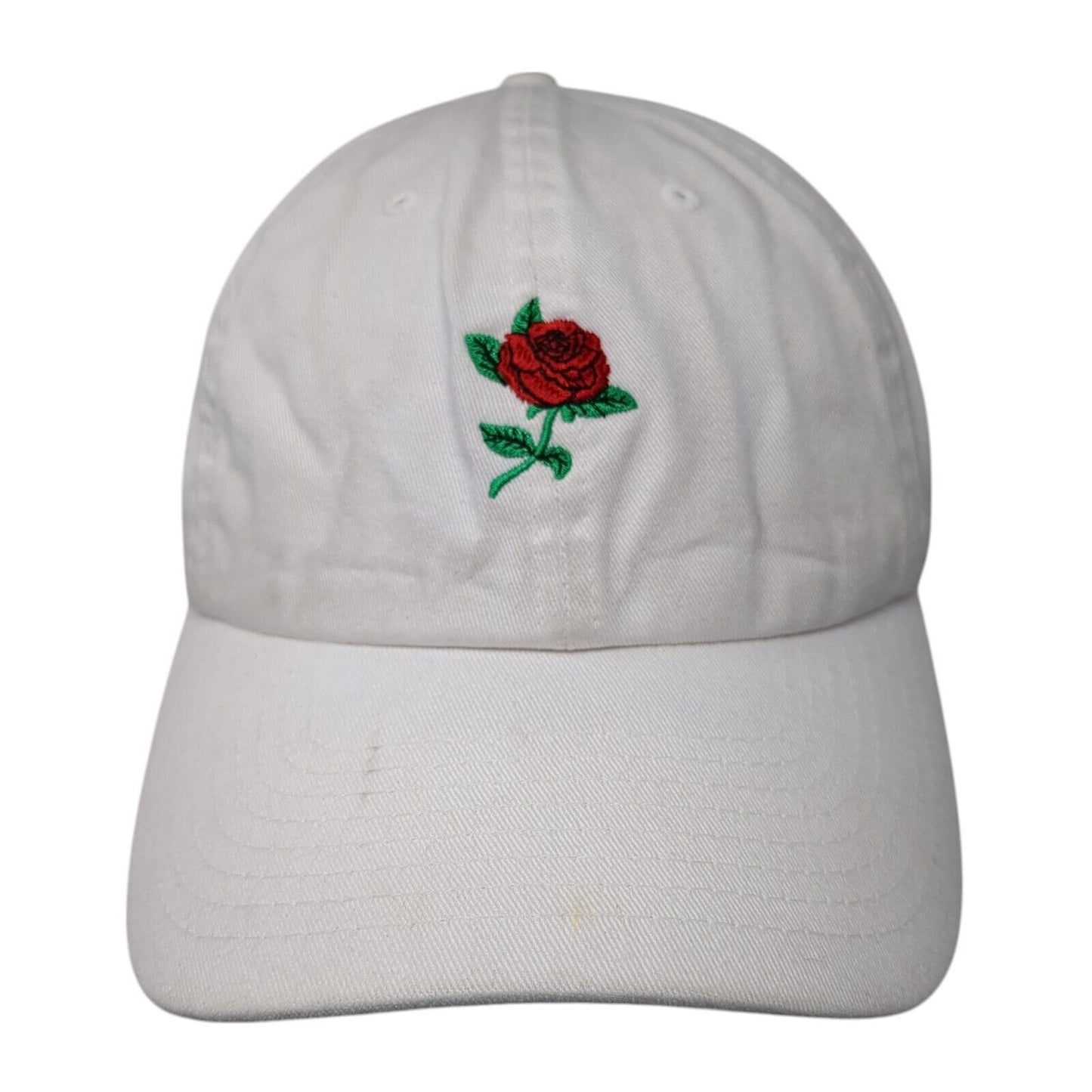 Rose Slideback Hat White One Size Adjustable Embroidered KB ETHOS Vintage