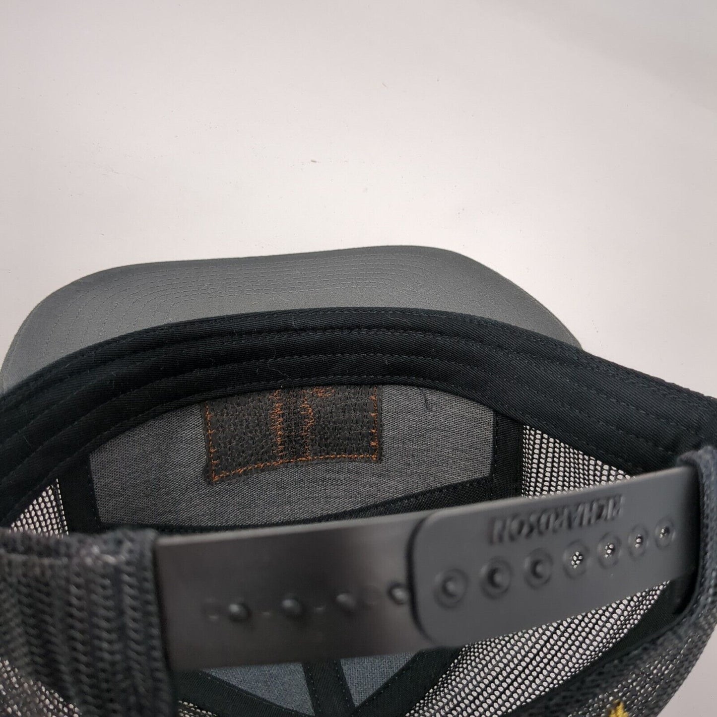Trinity Snapback Trucker Hat Gray OSFA Mesh Back Leather Patch Richardson