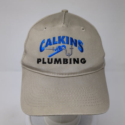 Calkins Plumbing Strapback Hat Tan One Size Adjustable Port & Company