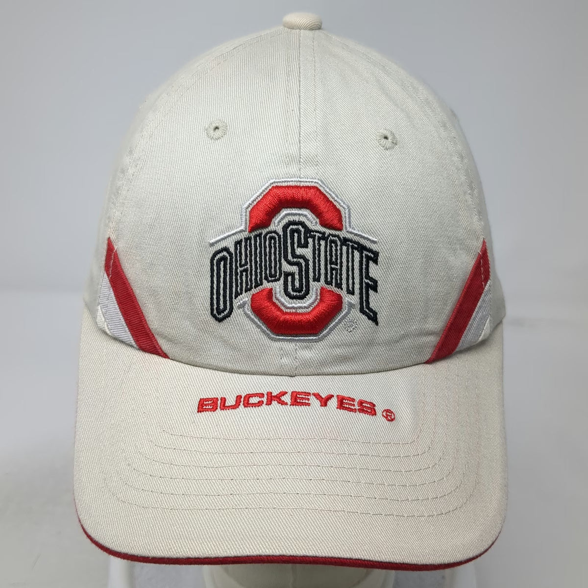 Headmaster Ohio State Buckeyes NCAA Beige Red One Size Strapback Embroidery Hat