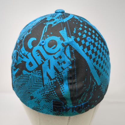 Flexfit Baseball Cap Blue XL Dew Tour All Over Print Graphic Stretch Fit Hat