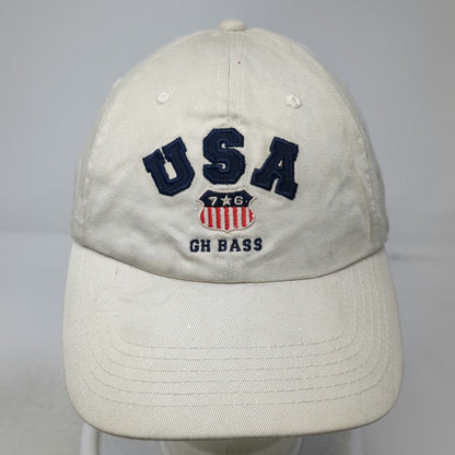 G.H. Bass Baseball Cap Beige One Size USA Shield Slideback Cotton Pattern Hat