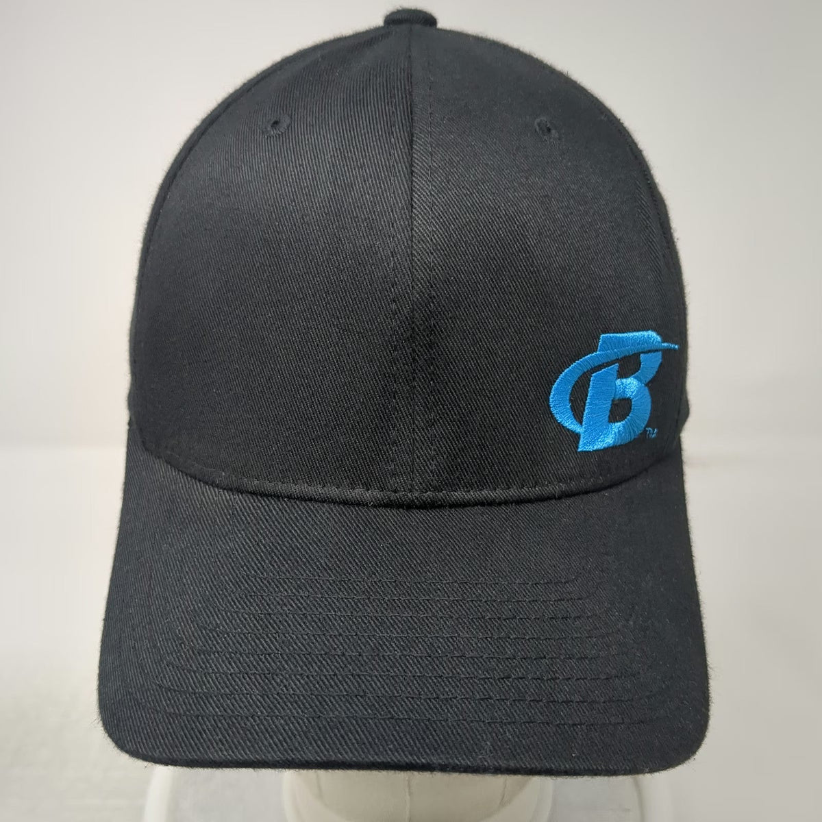 Flexfit Baseball Cap Black M Bodybuilding Logo Blue Embroidery Curved Brim hat