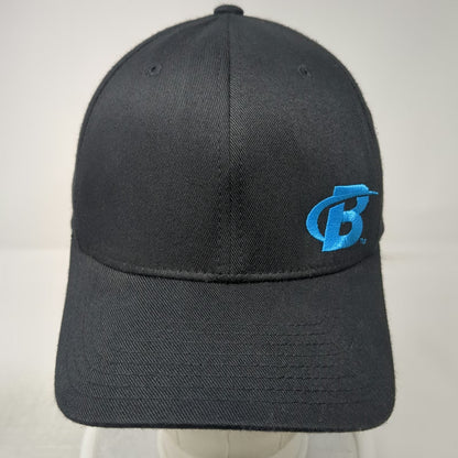 Flexfit Baseball Cap Black M Bodybuilding Logo Blue Embroidery Curved Brim hat