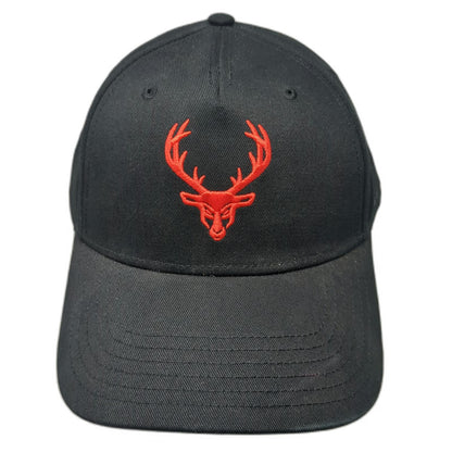 Bucked Up 5 Panel Black One Size Hat Red Deer Buck Logo Snapback Embroidered Gym