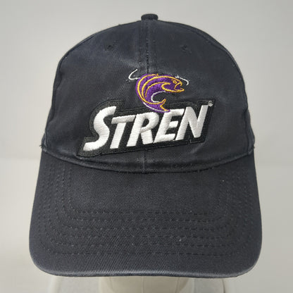 Stren Strapback Baseball Cap Black One Size Adjustable Embroidered 6 Panel