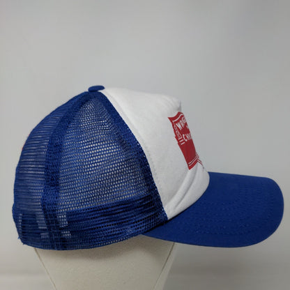 American Needle Mens Snapback Mesh Back Hat Blue Chicago Cubs Wrigley Field Logo