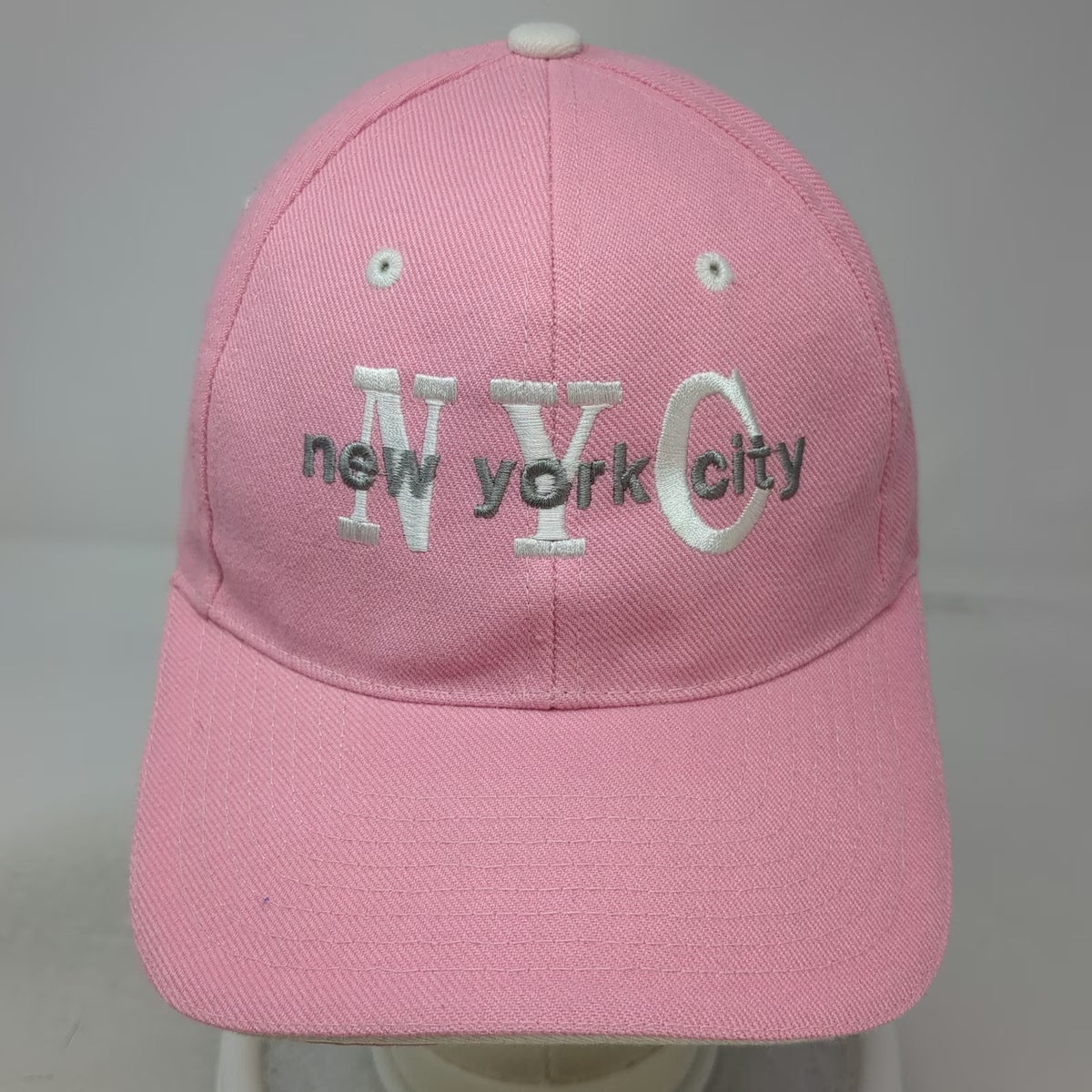 NYC New York City Pink One Size Baseball Cap Hat Strapback Acrylic White Accent