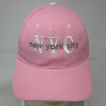 NYC New York City Pink One Size Baseball Cap Hat Strapback Acrylic White Accent
