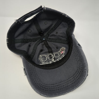 Dog Mom Strapback Hat Gray One Size Adjustable Embroidered Distressed Cotton