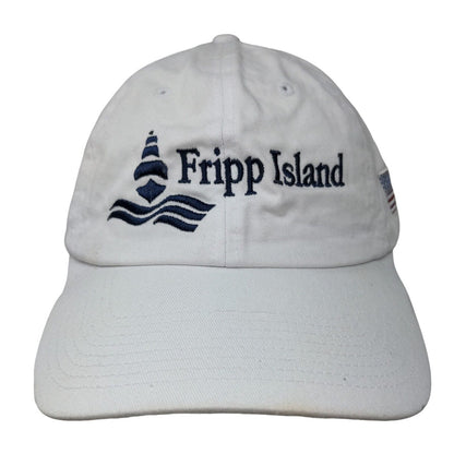 Fripp Island Slideback Hat White OSFM Adjustable Embroidered Patriotic 6 Panel