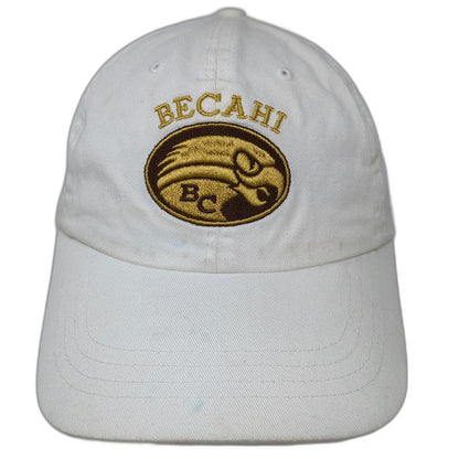 Headwear USA Baseball Cap White One Size BC Becahi Hawk Logo Slideback Strap Hat