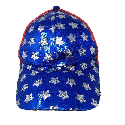 Stars Sequin Snapback Trucker Hat Multi OSFA Mesh Back Colorblock