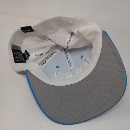 Huk Fishing Fitted Trucker Hat Blue S-M Breathable Mesh Back A-Flex Vented Holes
