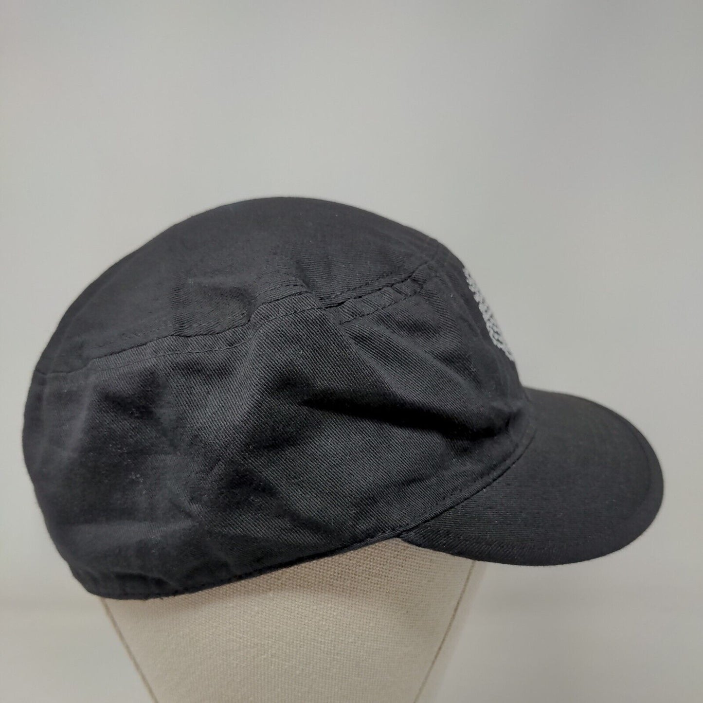 Heart Studded Bling Fitted Cadet Army Cap Hat Black One Size Rhinestone