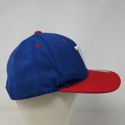Sport Tek Men's Snapback Hat Blue Red OSFA Embroidered T Logo Acrylic Wool Blend