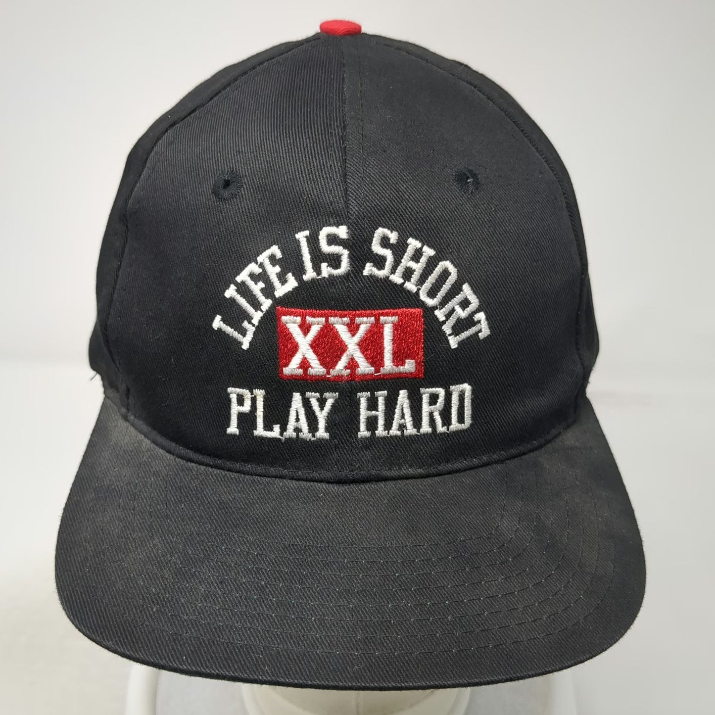 Reebok Snapback Hat Black One Size Green Under Brim Life Is Short XXL Play Hard