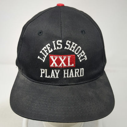 Reebok Snapback Hat Black One Size Green Under Brim Life Is Short XXL Play Hard