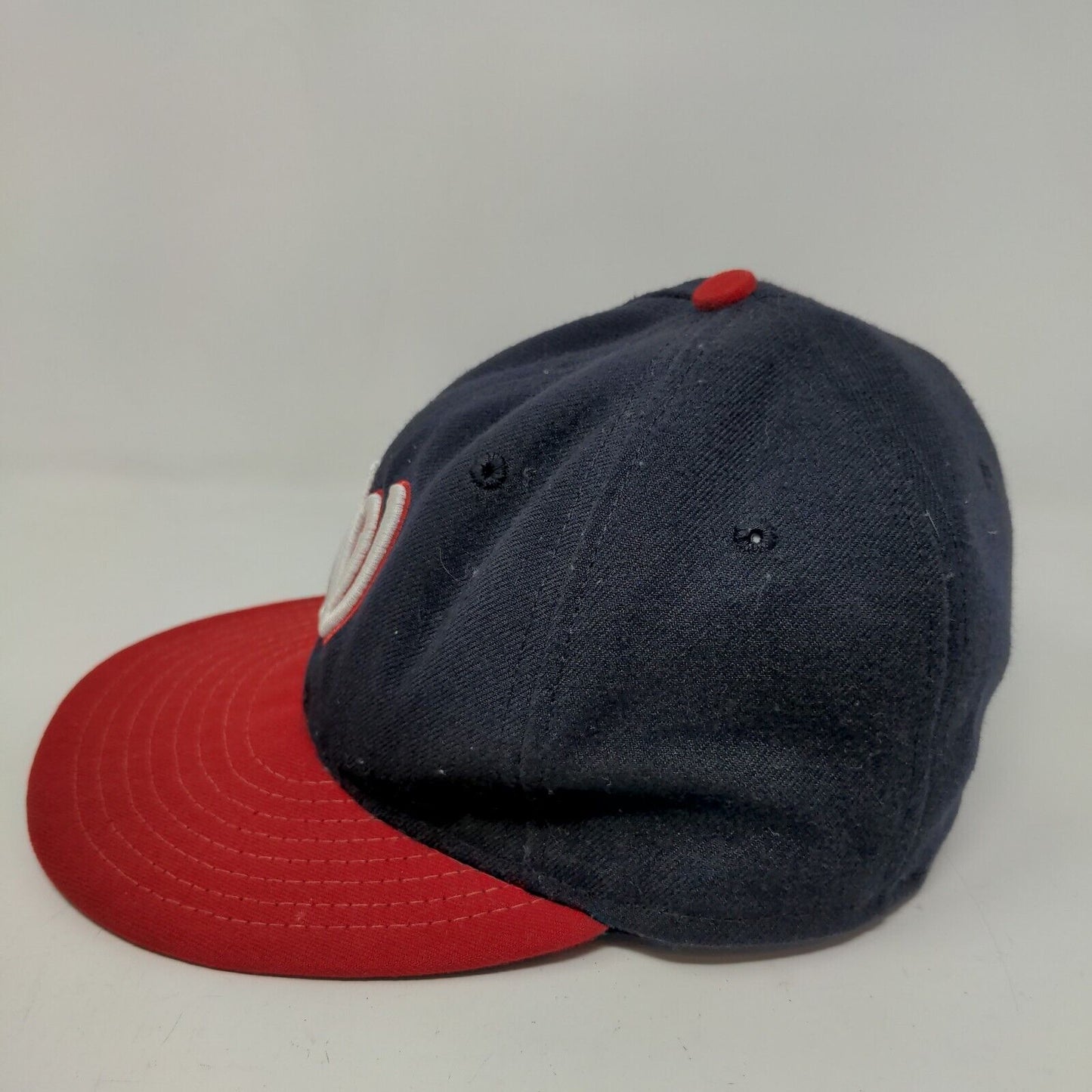 New Era Cool Base Men's Fitted Hat Blue Red Size 7 Washington Nationals Logo USA