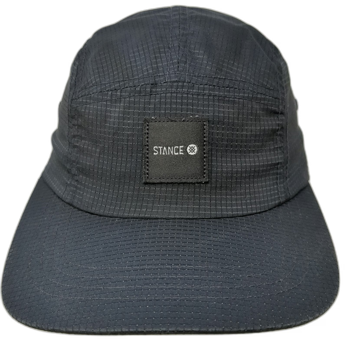 Stance 5 Panel Black One Size Hat Polyester Strapback Buckle Flat Brim Square