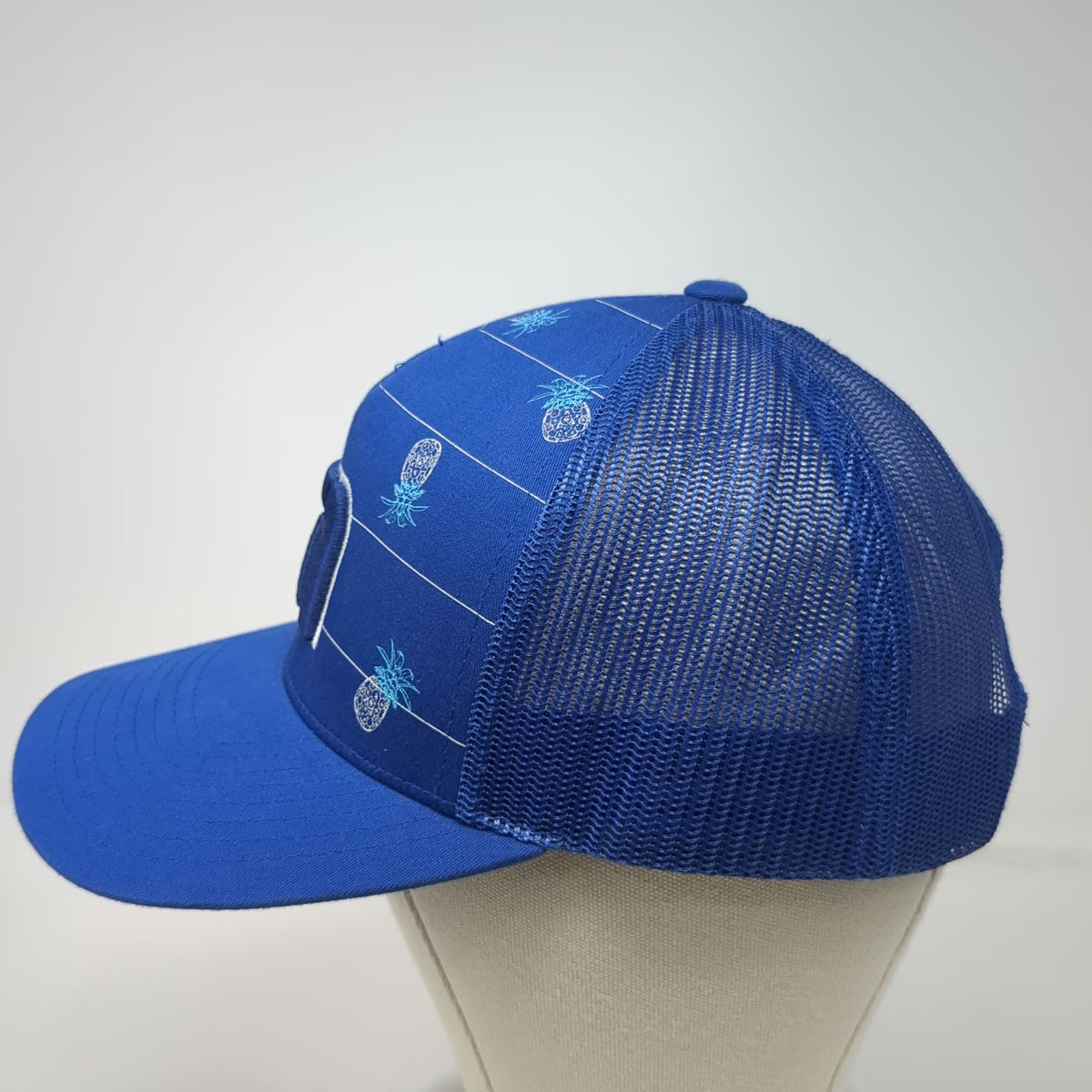 TravisMathew Trucker Hat Blue One Size Pineapple Print Mesh Back Snapback Golf