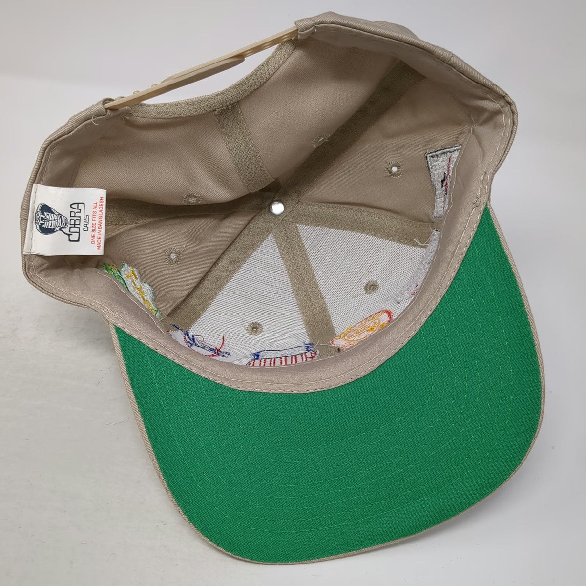 Cobra Caps Snapback Hat Beige One Size Union Pacific Railroad Multi-Logo Cotton