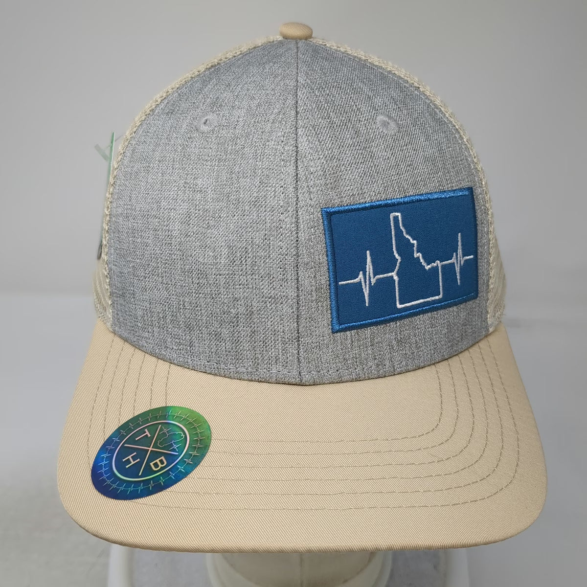 The Heartbeat Brand Trucker Hat Beige One Size Idaho State Mesh Snapback Ocean