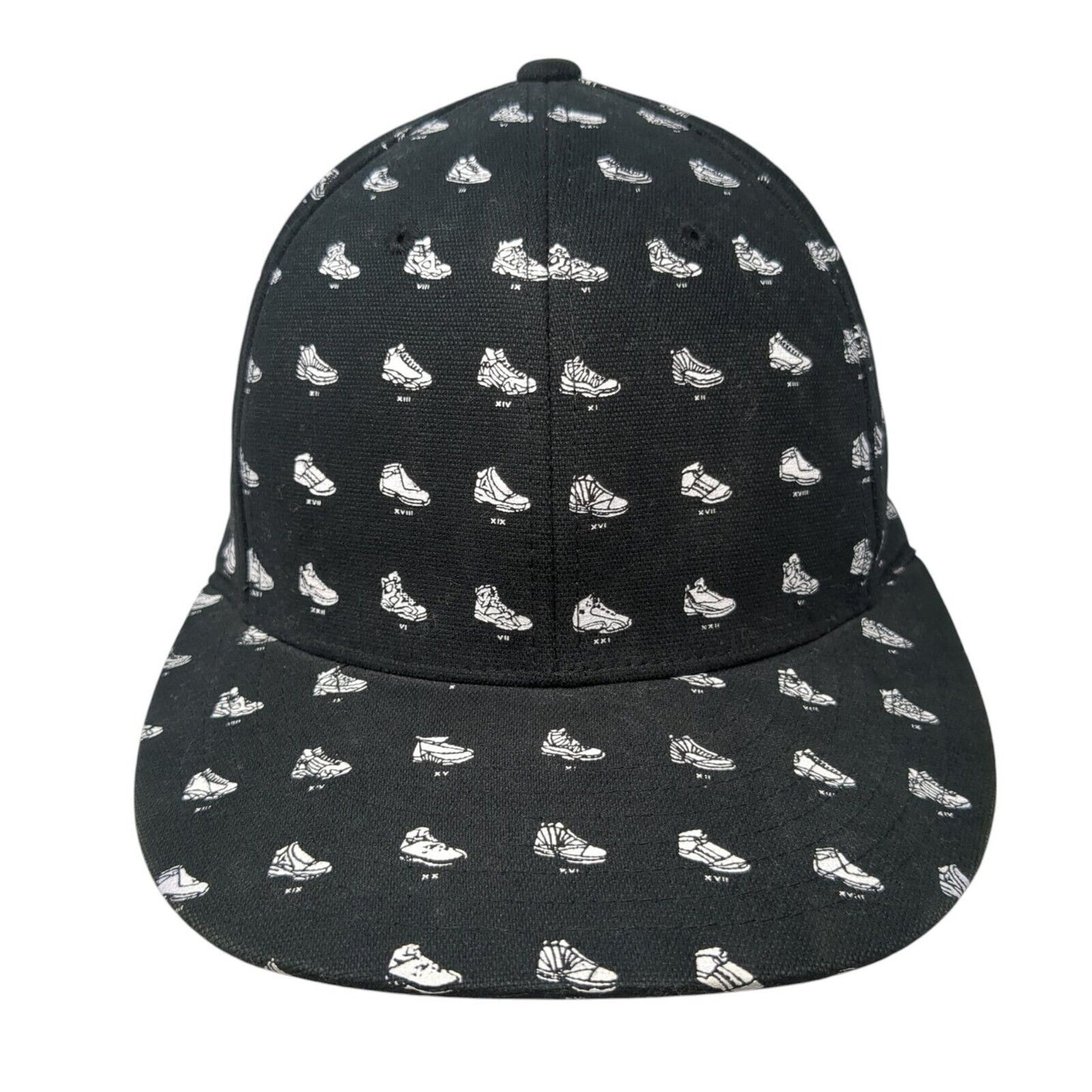 Nike Jordan AF-1 Fitted Hat Black Size S/M All Over Print Shoe Graphic Logo