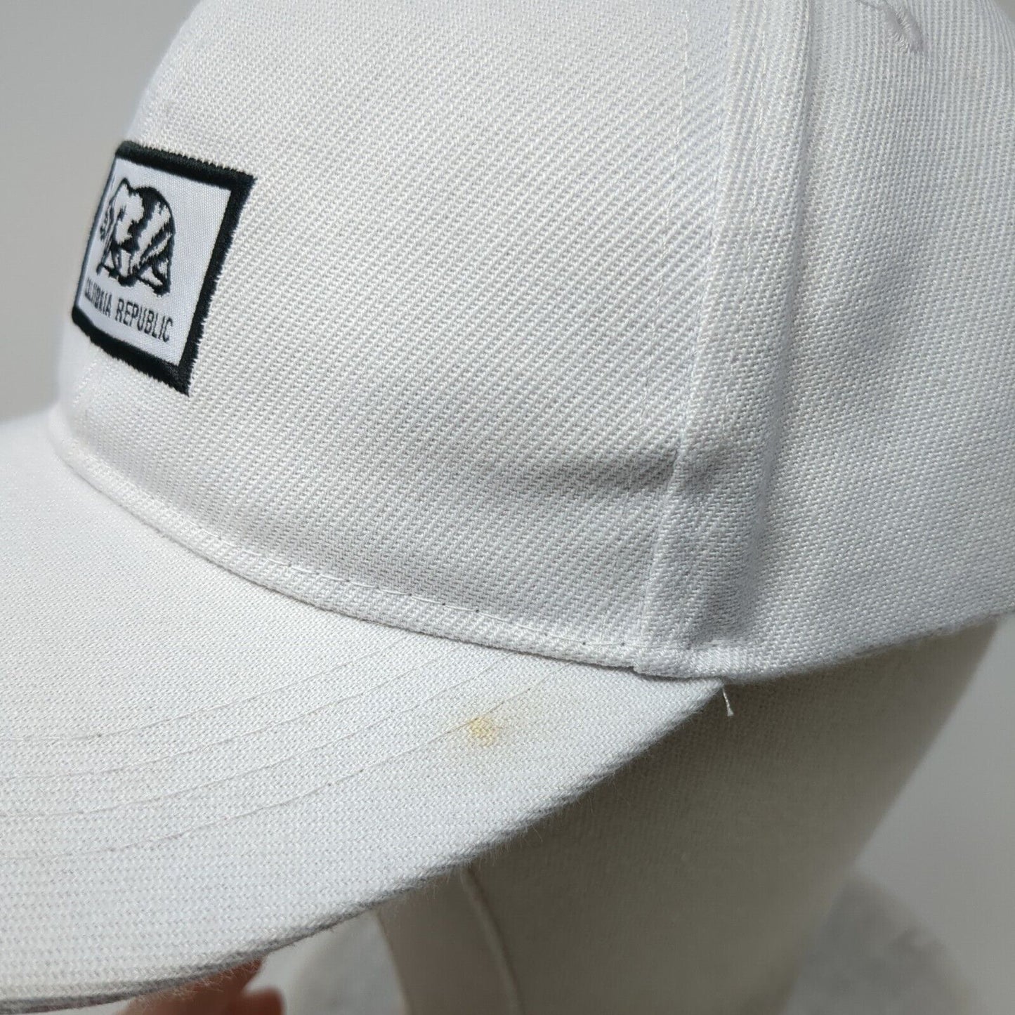 California Republic Bear Strapback Hat White OSFA Solid Embroidered