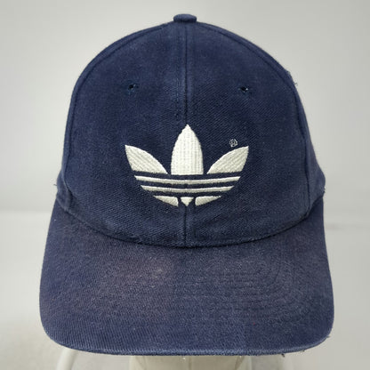 adidas Snapback Blue Trefoil Logo Cotton Embroidered Athletic Hat Vintage