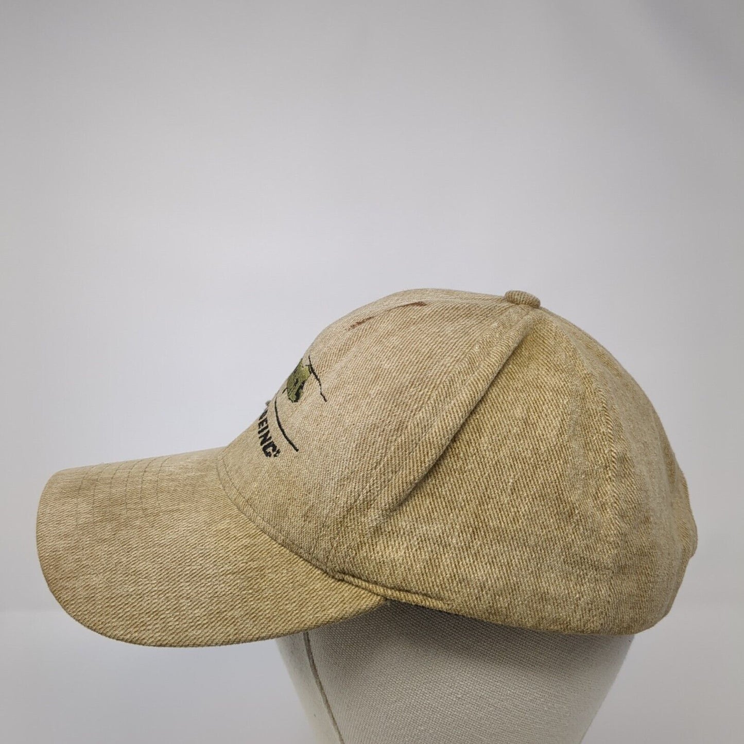 Boeing Snapback Hat Tan One Size Adjustable Embroidered Solid 6 Panel