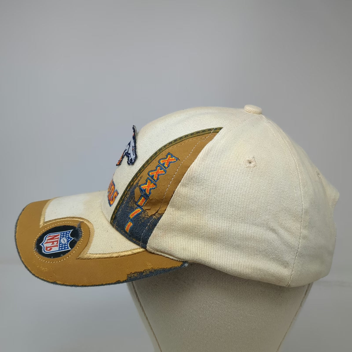 Denver Broncos NFL Logo Athletic Beige Super Bowl Champions Cap Hat Distressed
