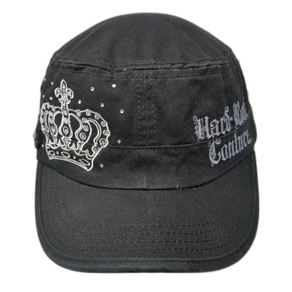 Hard Rock Couture Army Cap Black One Size Strapback Crown Studs San Diego Hat