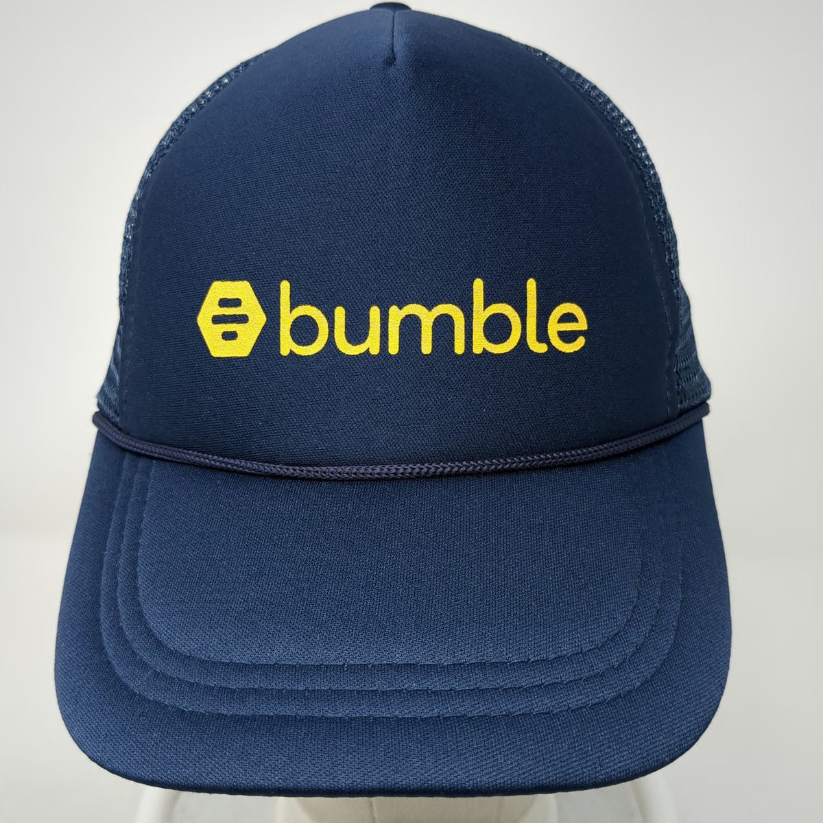 Bumble Snapback Trucker Hat Blue One Size Foam Mesh Rope Brim Honeycomb Logo