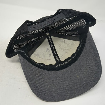 Branded Bills Trucker Hat Gray Black One Size Mesh Back Leather Patch Mountain