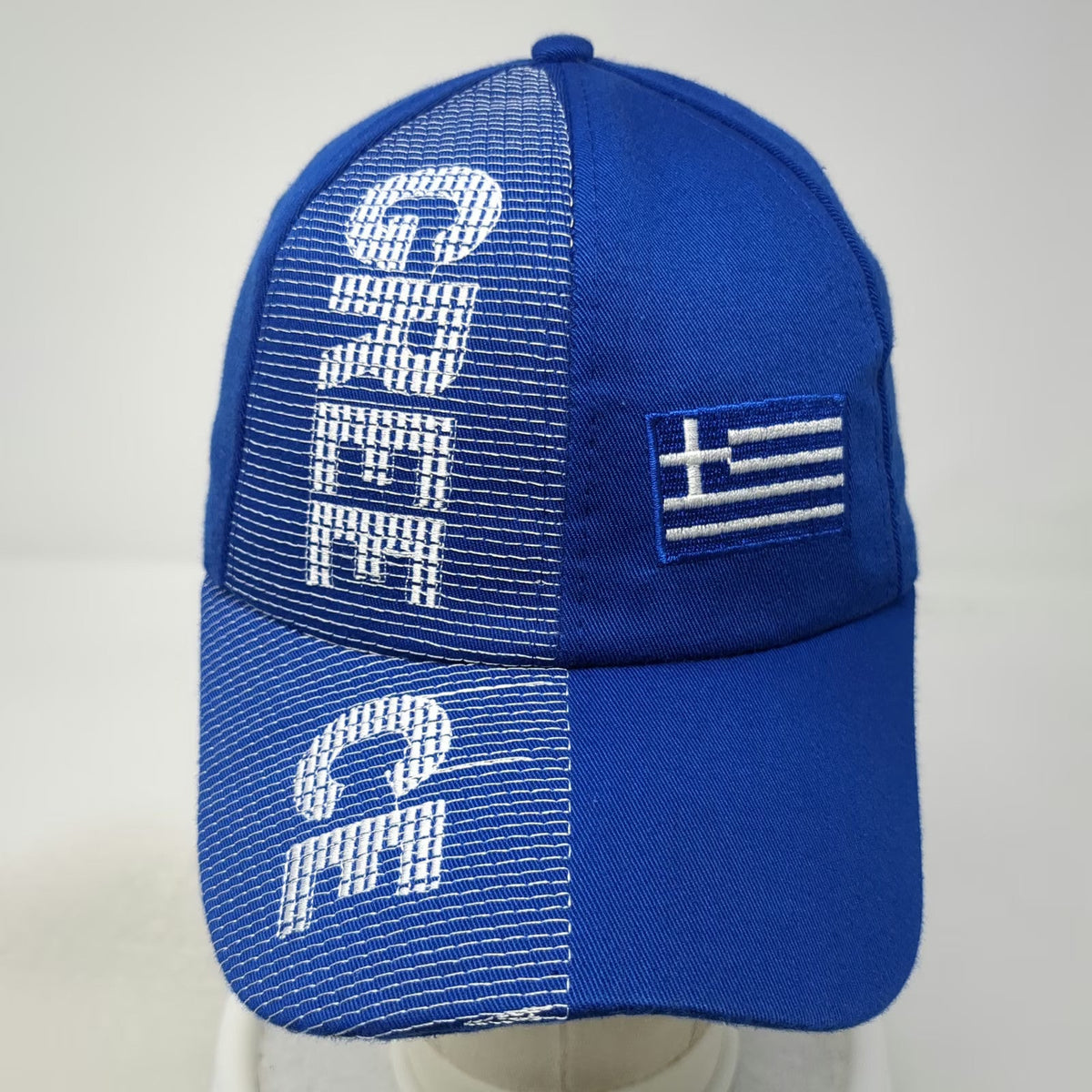 Blue Baseball Cap One Size Greece Flag Vertical Logo Strapback Travel Hat