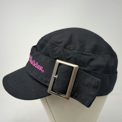 Harley-Davidson Army Cap Black Pink L Side Buckle Script Logo Cotton Hat Motor